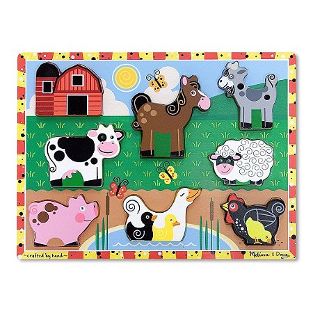 Quebra Cabeça de Madeira Melissa &amp; Doug Infantil Animais da Fazenda