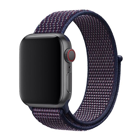 Pulseira Nylon Sport Loop Para Apple Watch 38mm - Azul/Vermelho