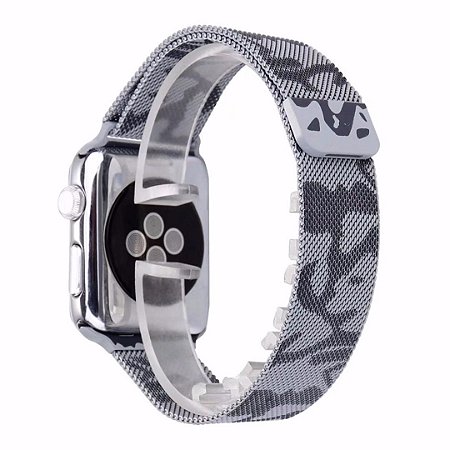 Pulseira Milanese Para Apple Watch 38mm - Camuflada Cinza