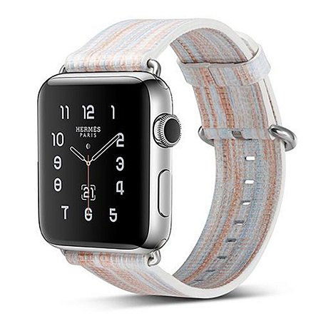 Pulseira Couro Colorido Para Apple Watch 42mm Branco