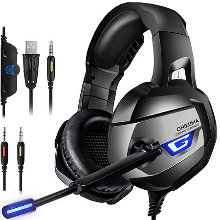 Headset Gamer Onikuma Auricular Estéreo para Jogos com Microfone e Intercomunicador