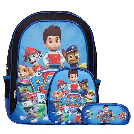 Kit Mochila Infantil Escolar Patrulha Canina Com Rodinha