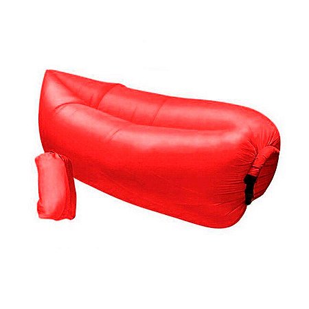 Sofá Inflável Airsofa Vermelho Para Praia E Camping