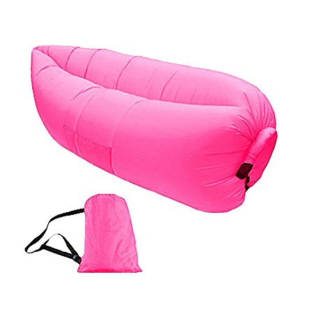 Sofá Inflável Airsofa Rosa Para Praia E Camping