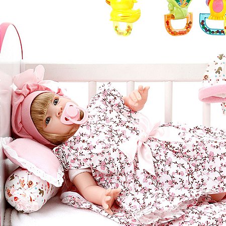 Boneca Bebe Reborn Floral Millie Cegonha Reborn Dolls Mais 22 Acessórios 53cm