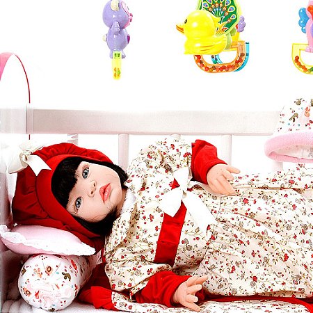 Boneca Bebe Reborn Maitê Vermelho Cegonha Reborn Dolls Com 22 Acessórios 53cm