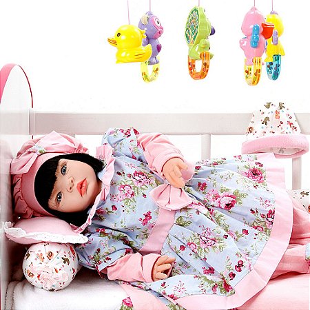 Boneca Bebe Reborn Linda Flor Cegonha Reborn Dolls Mais 22 Acessórios 53cm