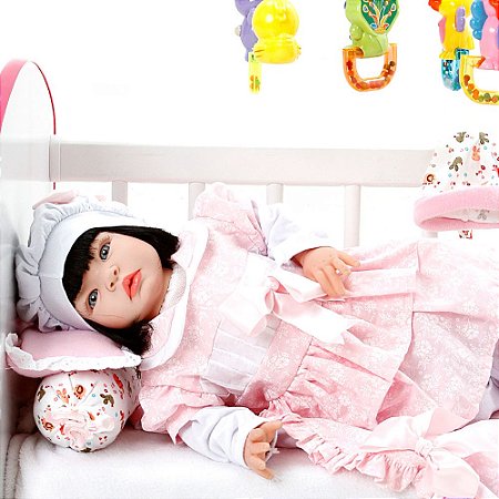 Boneca Bebe Reborn Monalisa Floral Cegonha Reborn Dolls Mais 22 Acessórios 53cm