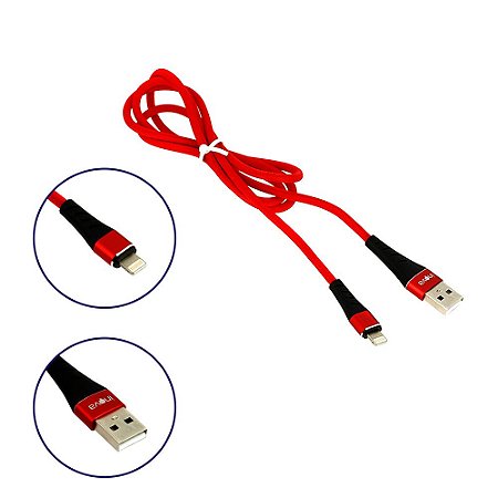 Cabo De Dados Reforçado USB De Iphone Tipo Lightning Vermelho CBO-8320 - Inova