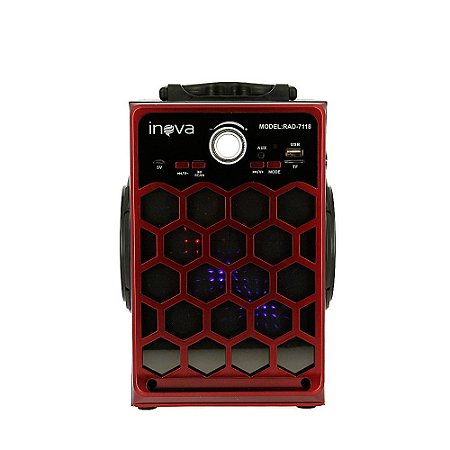 Caixa De Som Móvel Espelhada Com Bluetooth E Controle Remoto - Vermelho - RAD-8133 - Inova