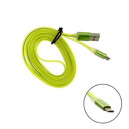 Cabo De Carregamento Estilo Samsung Tipo V8 Micro USB Verde 1,5M