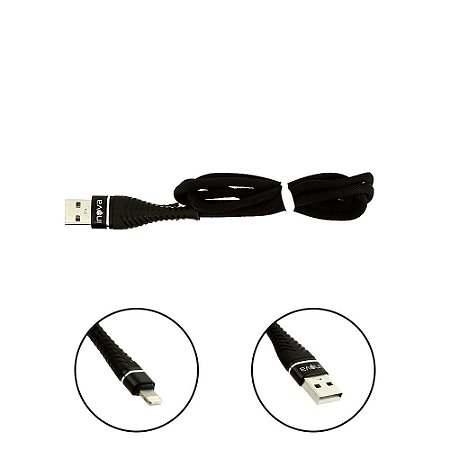 Cabo De Dados USB Super Reforçado Portátil 1 Metros Tipo Lightning Usb Preto - Inova