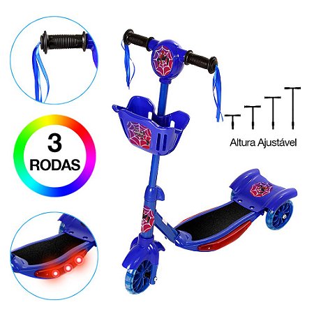 Brinquedo Infantil Patinete Homem Aranha Scooter 3 Rodas