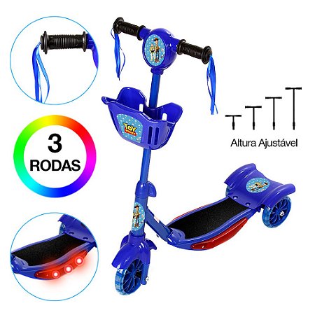 Brinquedo Patinete Pixar Toy Story Scooter 3 Rodas c Cesta