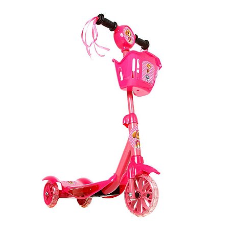 Brinquedo Infantil Patinete Scooter 3 Rodas Com Cesta Luz