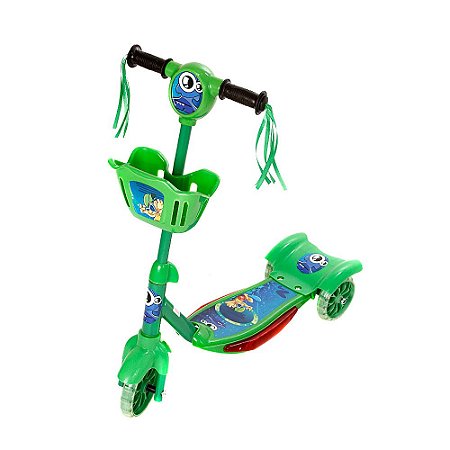 Brinquedo Infantil Patinete Scooter 3 Rodas Com Cesta Luz