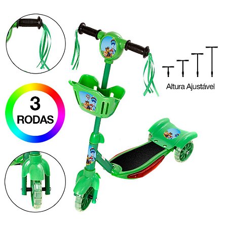 Brinquedo Infantil Patinete Patrulha Canina Scooter 3 Rodas