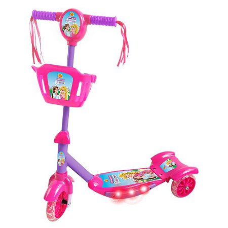 Brinquedo Infantil Patinete Scooter 3 Rodas Com Cesta Luz