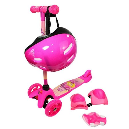 Patinete Infantil para Meninas Kit de Segurança Rosa Unitoys