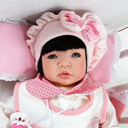 Boneca Bebê Reborn Meu Xodo Princesa Larinha Cabelos Pretos