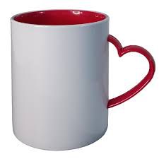 Caneca Polimero Alça Coracao e Interior Vermelho