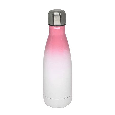 GARRAFA INOX COLA DEGRADÊ BRANCA / ROSA 500 ML MINI