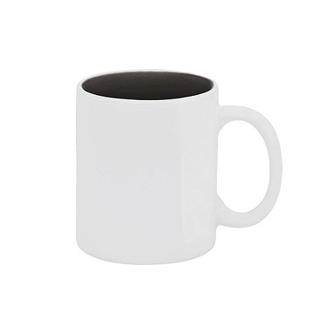 CANECA PORCELANA BRANCA INTERIOR PRETO 440 ML (canecão)