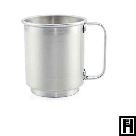 CANECA ALUMÍNIO 400 ML PRATA TARJA