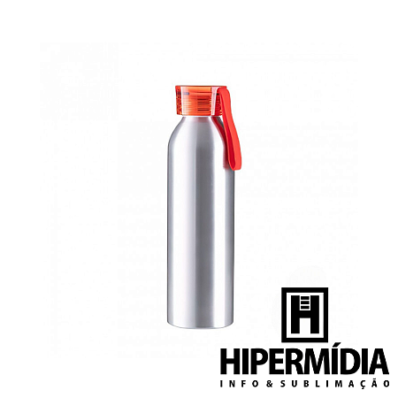 Garrafa Alumínio Prata Sport - Tampa Laranja 650ml