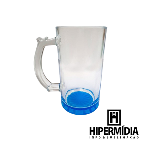 Caneca Chopp Vidro Cristal/Azul - 460ml