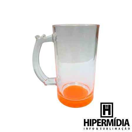 Caneca Chopp Vidro Cristal/Laranja - 460ml