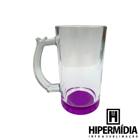 Caneca Chopp Vidro Cristal/Lilás - 460ml