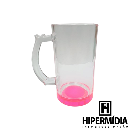 Caneca Chopp Vidro Cristal/Rosa- 460ml