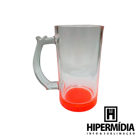 Caneca Chopp Vidro Cristal/Vermelha - 460ml