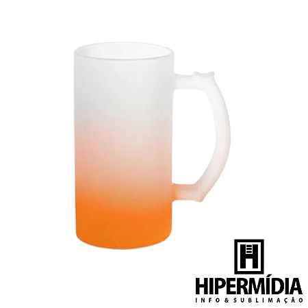 Caneca Chopp 475ml Jateada/Laranja Deko