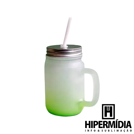 Caneca Mason Jateado/Verde - 430ml