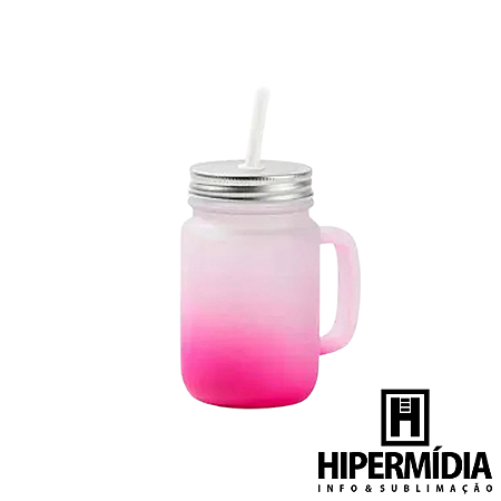 Caneca Mason Jateada/ Rosa - 430ml