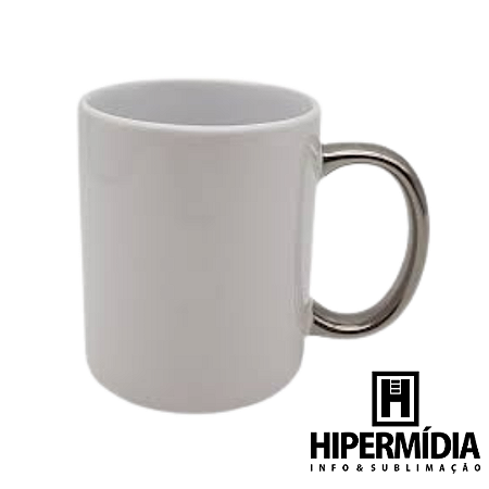 Caneca Porcelana Alça Prata