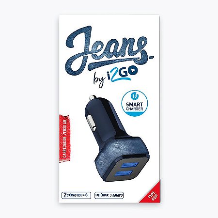 Carregador I2go Veicular Jeans Usb Duplo