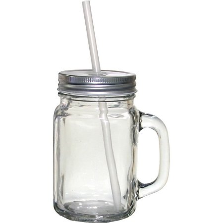 Caneca Mason Jar De Vidro Sublimação 430ml