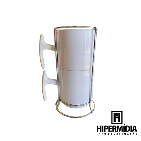 Torre com 2 Xícaras Brancas - 325ML