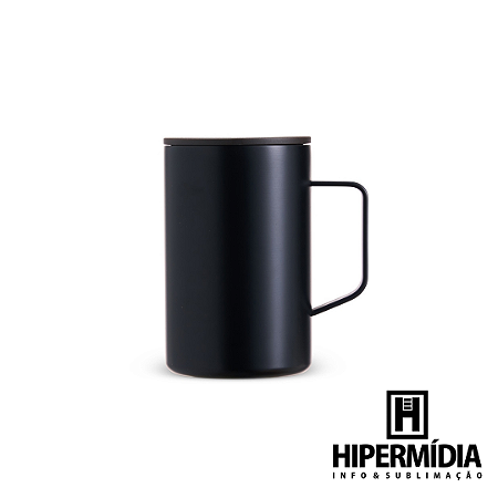 Caneca Inox 350ML Preta Tampa Plástica 18870