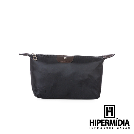 Necessaire Poliester Impermeável Preta/Marrom