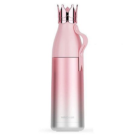 Garrafa Térmica Coroa inox 500ml Rosa