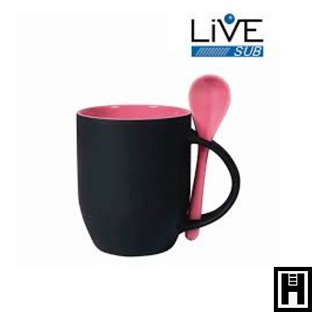 Caneca c/ Colher Mágica Rosa