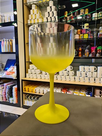 Taça Gin Degradê Cristal com Amarelo