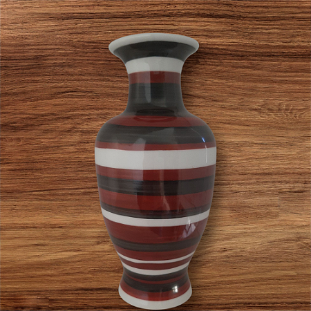Vaso de porcelana com listras