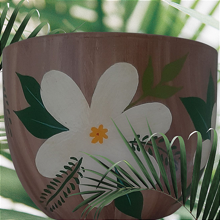 Cachepot de cerâmica pintado a mão