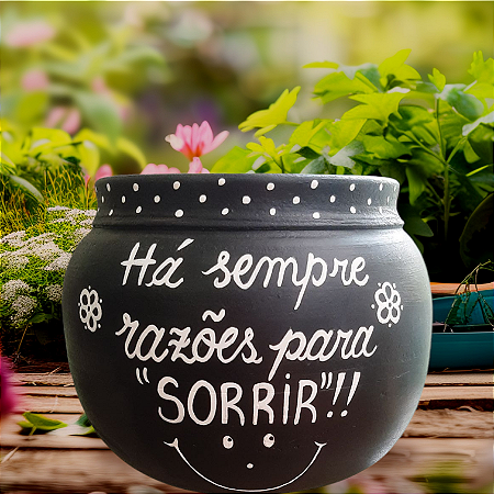 Cachepot de cerâmica pintado a mão