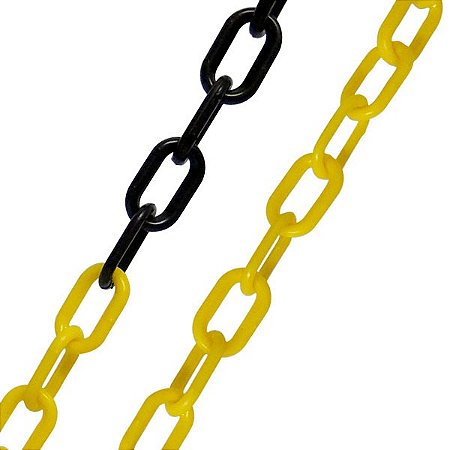 Corrente Plastica Elo Pequeno 6mm Amarela e Preta 10 Metros